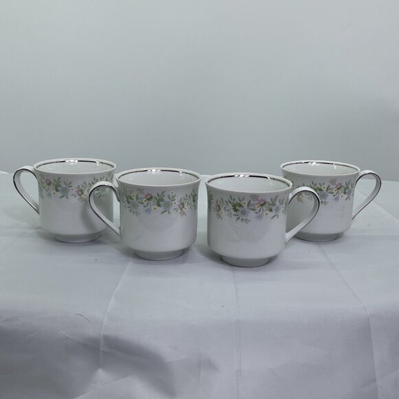 Johann Haviland Bavaria Germany Floral Coffee Tea Cups Porcelain Silver Trim 4 - Picture 3 of 6